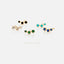 Tiny Triple Stones Climber Stud Earrings, White, Emerald, Turquoise, Sapphire, Black, Unisex, Gold, Silver SS125, SS126, SS248, SS249, SS250