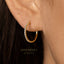 Large CZ C Shape Hoop Style Stud Earrings, Gold, Silver - SS441