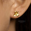Mustard Flower Stud Earrings, Gold, Silver SHEMISLI SS429