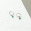 4 leaf Clover Emerald CZ Drop Hoop Earrings, Flower Dangle Huggies, Unisex, Gold, Silver SHEMISLI SH541