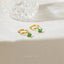 4 leaf Clover Emerald CZ Drop Hoop Earrings, Flower Dangle Huggies, Gold, Silver SHEMISLI SH541