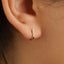 L Shape Small CZ Bar Studs, Hook Hoop Earrings, Unisex, Gold, Silver SHEMISLI SS076