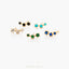 Tiny Triple Stones Climber Stud Earring, White Emerald Turquoise Sapphire Black, Unisex, Gold, Silver SS125, SS126, SS248, SS249, SS250 LR