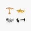 Dainty Shark Threadless Flat Back Earrings, Nose Stud, 20,18,16ga, 5-10mm Surgical Steel SHEMISLI SS579