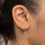 4 leaf Clover Turquoise CZ Drop Hoop Earrings Stack Set, Flower Dangle Huggies, Unisex, Gold, Silver SHEMISLI SH555, SH542