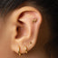 a close up of a person wearing a pair of ear piercings