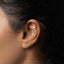 a close up of a person wearing a pair of ear piercings