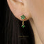 Emerald Flower Dangle Hoop Earrings, Huggies, Unisex, Gold, Silver SHEMISLI - SH262