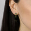 Emerald Flower Dangle Hoop Earrings, Huggies, Unisex, Gold, Silver SHEMISLI - SH262