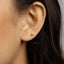 Super Tiny 3 beads Studs Earrings, Unisex, Gold, Silver - SS081