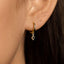 Black Diamond Shape Drop Dangle Hoop Earrings, Huggies, Gold, Silver SH273