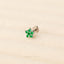 Tiny 5 Petal Flower with Emerald Stones, Threadless Flat Back Earring, 20,18,16ga, 5-10mm Unisex, Surgical Steel SHEMISLI SS572