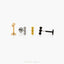 Tiny 3 beads Threadless Flat Back Earring, 20,18,16ga, 5-10mm Unisex, Surgical Steel SHEMISLI SS593