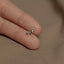 a person's hand holding a tiny silver dog ring
