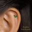 Tiny 2 Leaf Emerald Stone Threadless Flat Back Earring, 20,18,16ga, 5-10mm, Unisex, Surgical Steel, SHEMISLI SS548