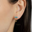 Tiny CZ Bar Earring with Dangle Chain, White Emerald Turquoise Sapphire Black, Unisex, Gold, Silver SHEMISLI SS145 SS265 SS266 SS267 SS268
