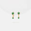Emerald Flower Dangle Hoop Earring, Huggies, Unisex, Gold, Silver SHEMISLI - SH262