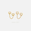 Double Hoop Earring With Chain for Two Piercings, Huggies, Unisex, Gold, Silver SHEMISLI - SH006, SH615