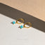 4 leaf Clover Turquoise CZ Drop Hoop Earring, Flower Dangle Huggies, Unisex, Gold, Silver SHEMISLI SH542
