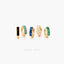 Baguette CZ Hoop Earring, White Stone, Emerald, Turquoise, Sapphire, Black Stone, Unisex, Gold, Silver SH065, SH150, SH333, SH334, SH335