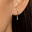 Sapphire Diamond Shape Drop Dangle Hoop Earring, Huggies, Unisex, Gold, Silver SH272