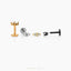 Tiny 2 White Stones, Threadless Flat Back Tragus Stud, 20,18,16ga, 5-10mm Unisex, Surgical Steel SHEMISLI SS894