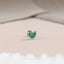 Tiny 2 Leaf Emerald Stone Threadless Flat Back Nose Stud, 20,18,16ga, 5-10mm, Unisex, Surgical Steel, SHEMISLI SS548