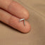 a person's finger with a small silver ring on it