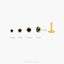 Black Stone Stud, Threadless Flat Back Earring, Minimalist Style, A-SS519 SS520 SS521 SS522