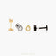 Tiny Teardrop White Stone Threadless Flat Back Earring, 20,18,16ga, 5-10mm Unisex, Surgical Steel SHEMISLI SS594