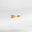 a pair of gold arrow earrings sitting on top of a white cloth
