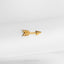 a pair of gold arrow earrings sitting on top of a white cloth