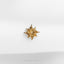 a gold brooch on a white surface