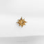 a gold brooch on a white surface