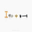 Tiny Square Threadless Flat Back Earring, 20,18,16ga, 5-10mm Unisex, Surgical Steel SHEMISLI SS899