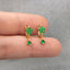 Emerald Flower Dangle Hoop Earring, Huggies, Unisex, Gold, Silver SHEMISLI - SH262
