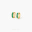 Baguette CZ Hoop Earring, White Stone, Emerald, Turquoise, Sapphire, Black Stone, Unisex, Gold, Silver SH065, SH150, SH333, SH334, SH335