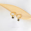 4 Leaf Clover Black CZ Drop Hoop Earring, Flower Dangle Huggies, Unisex, Gold, Silver SHEMISLI SH544