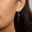 Dangle Chain Baguette Turquoise CZ Hoop Earring, Unisex, Gold, Silver SHEMISLI SH360