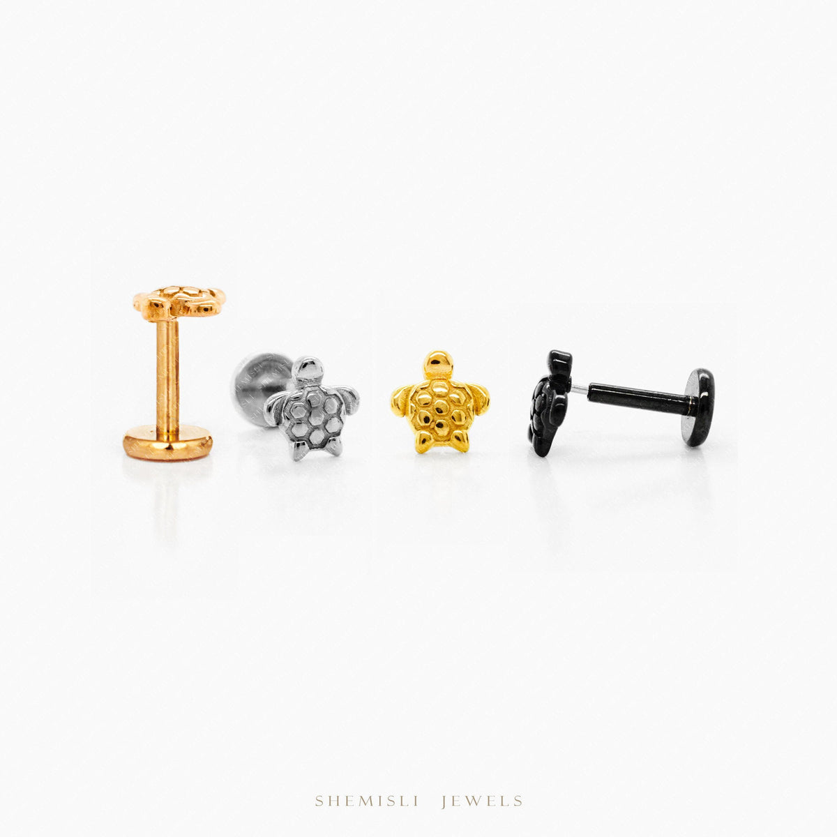 Sea Turtle Tragus Stud, Threadless Flat Back Earring, Minimalist Style ...