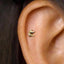 A gold-colored earring is visible in the person's ear.