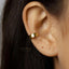 A close-up view of a person's ear with a gold-colored ear cuff.