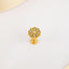 A gold-colored nose stud with a floral design and small diamonds is shown against a white background.