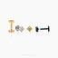 Square Tragus Stud, Threadless Flat Back Earring, Minimalist Style, A-SS899