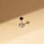 Black Stone Tragus Stud, Threadless Flat Back Earring, Minimalist Style, A-SS521