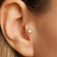 A close-up of a person's ear with a small white cactus-shaped earring inserted in the earlobe.