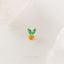 2-Leaf Emerald Lip Stud, Threadless Flat Back, Minimalist Style, A-SS548