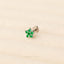 Emerald Flower Lip Stud, Threadless Flat Back, Minimalist Style, A-SS572