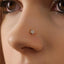 A close-up of a person's nose with a small gold-colored nose stud featuring a star-shaped design and small diamonds.