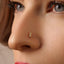 A close-up of a person's face, focusing on their nose and the gold-colored stud in their nostril.